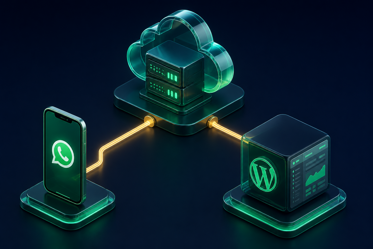 WhatsApp bridge connecting WordPress to a phone