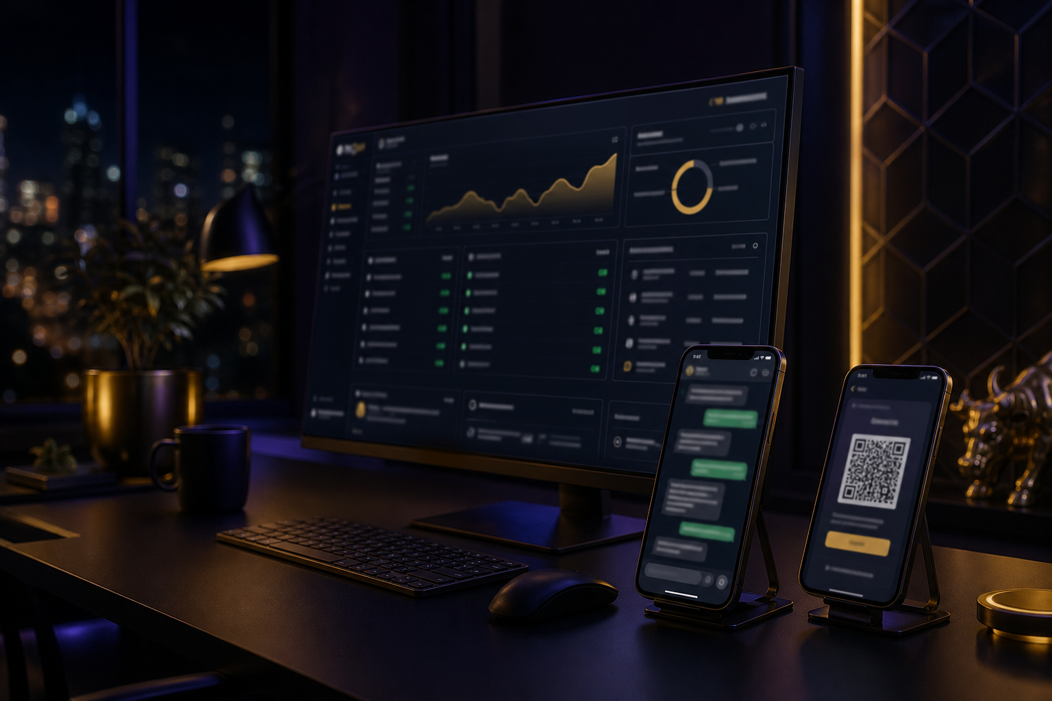 Studio desk with WhatsApp order ops and UPI payment verification